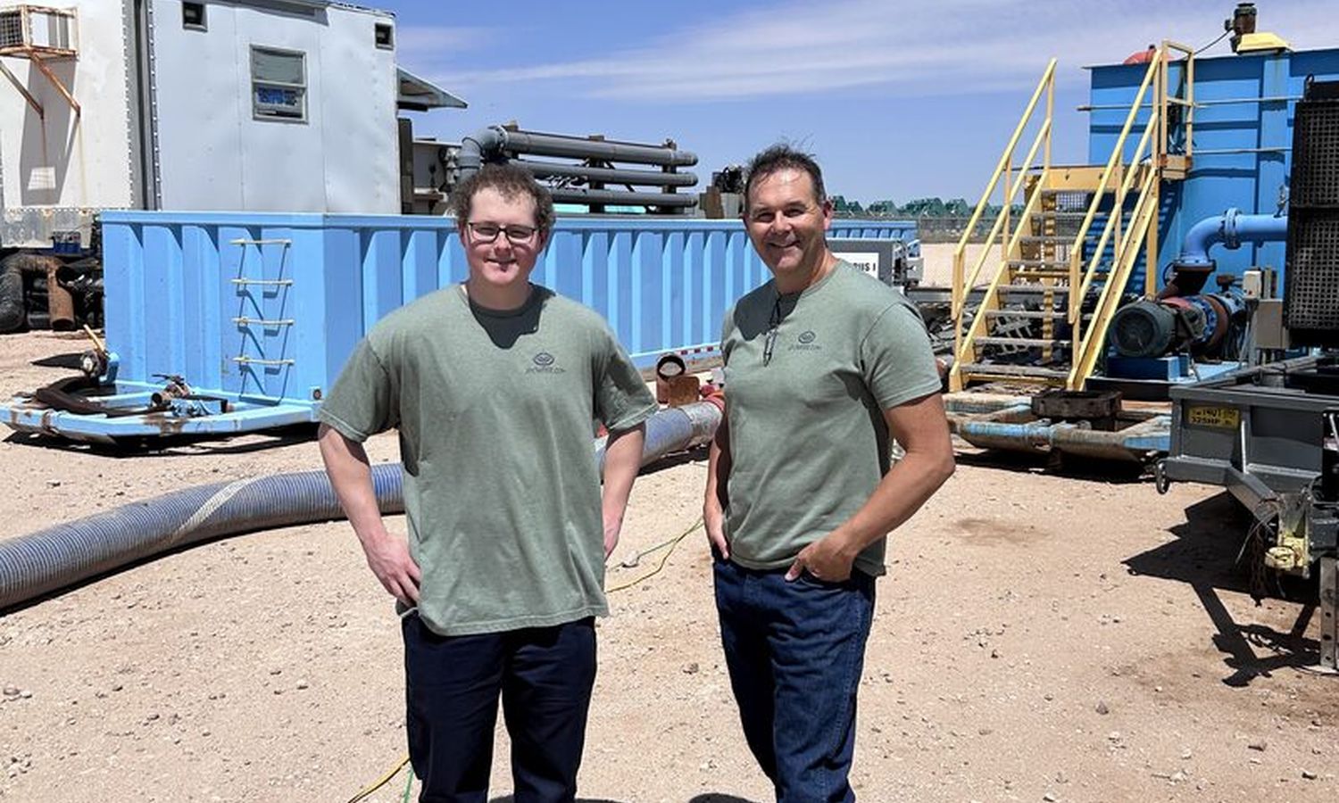 Ivan Sager and Ryan Sager on site at a Permian Basin treatment facility.